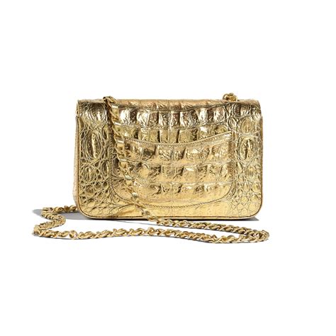 chanel metallic crocodile embossed calfskin & gold metalgold price|Handbags & Bags .